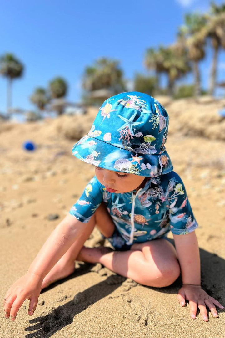 Jamiks "Lonnie" Teal Sea Life Sunhat | iphoneandroidapplications