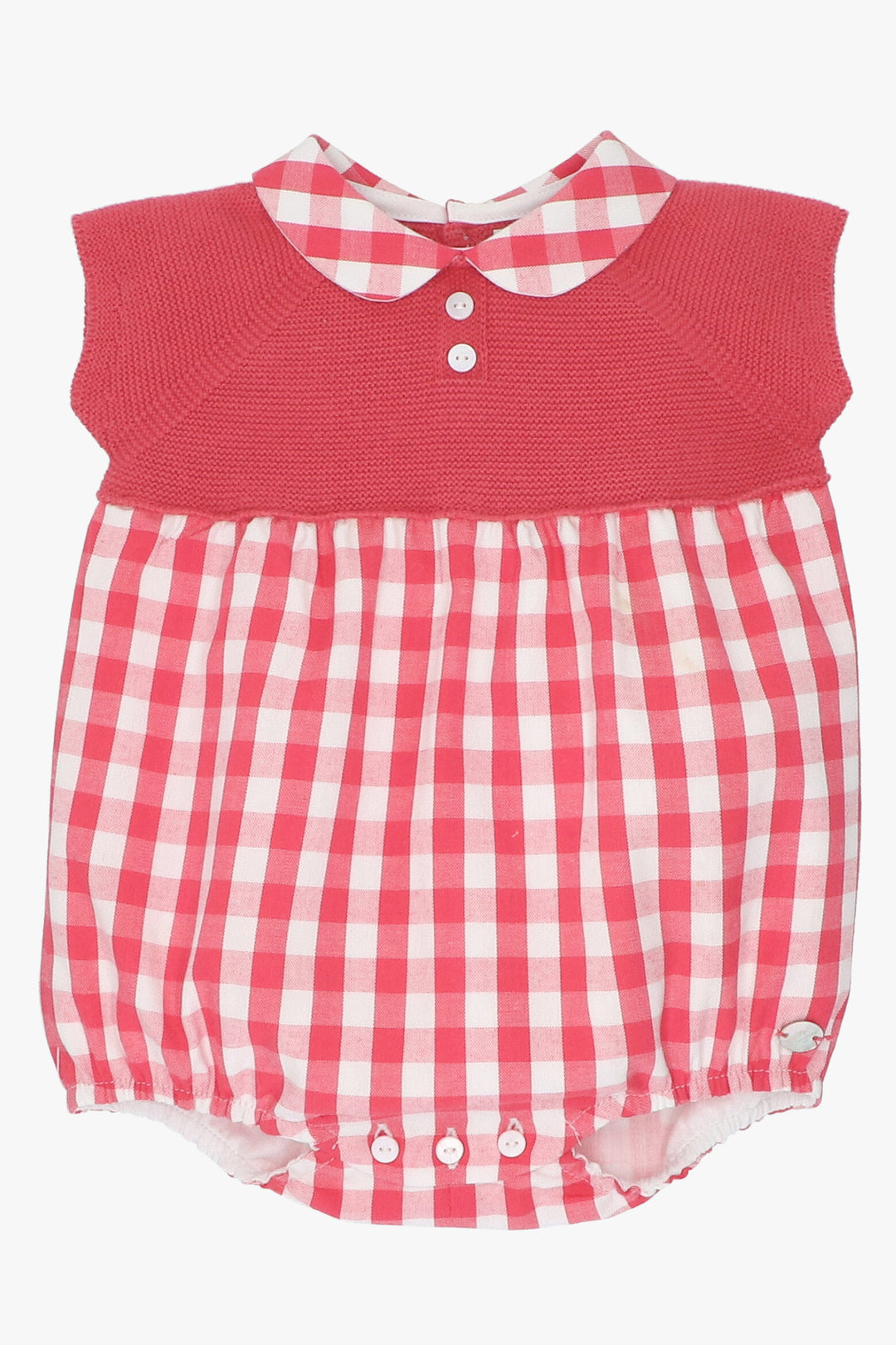 Martín Aranda "Xander" Red Gingham Half Knit Romper | iphoneandroidapplications