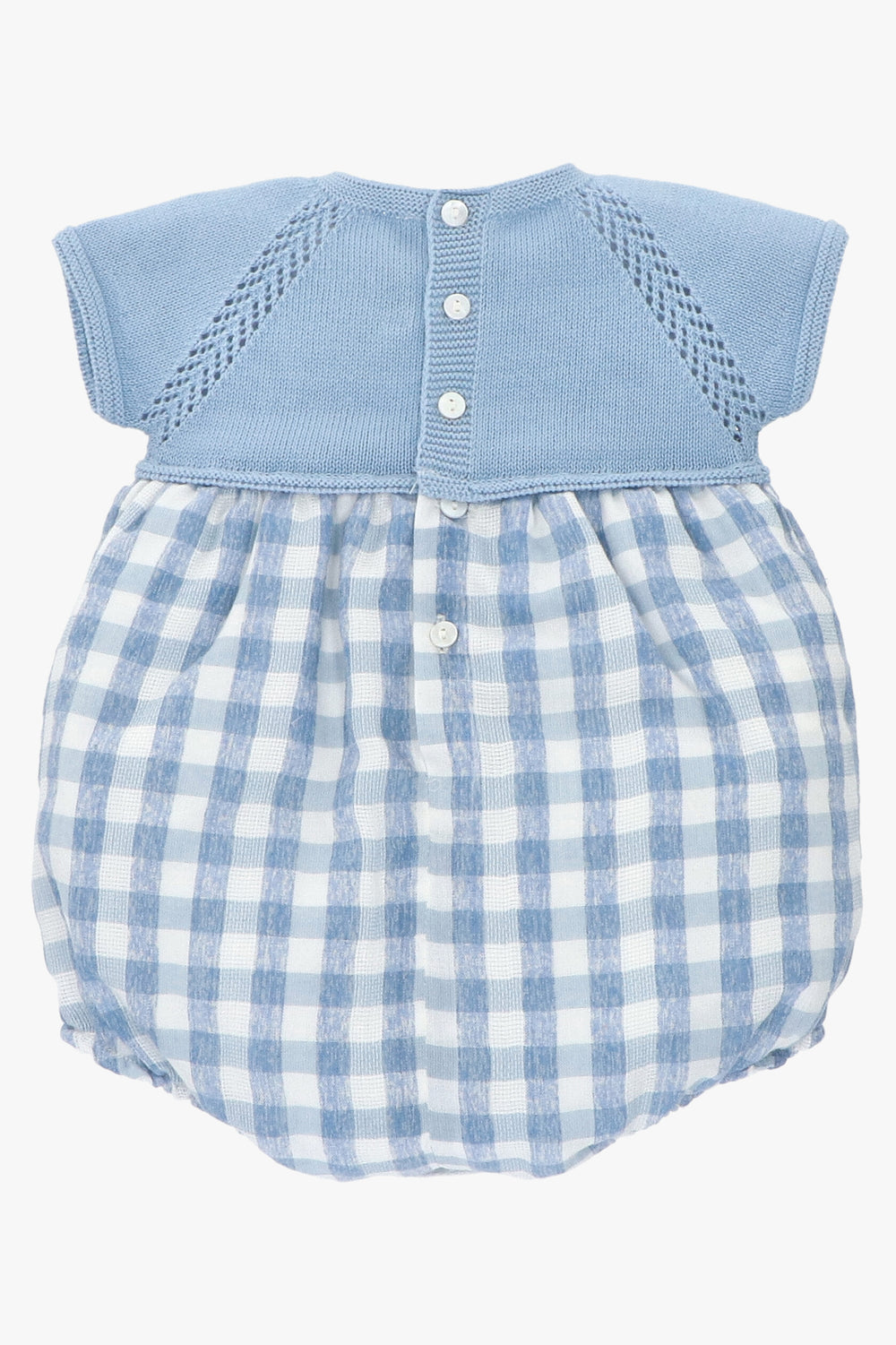 Martín Aranda "Elio" French Blue Gingham Half Knit Romper | iphoneandroidapplications