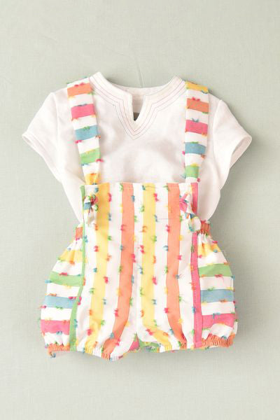 José Varón "Maddox" Multicoloured Striped Shirt & Dungaree Romper | iphoneandroidapplications