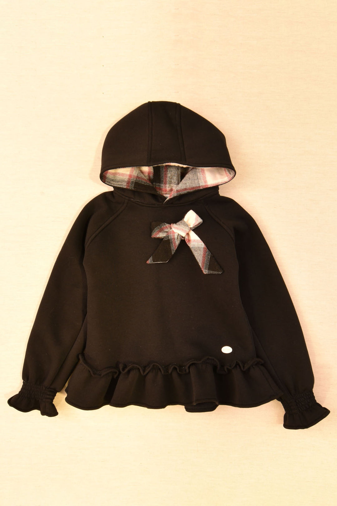 Cocote "Kiera" Black Tartan Bow Hoodie | iphoneandroidapplications