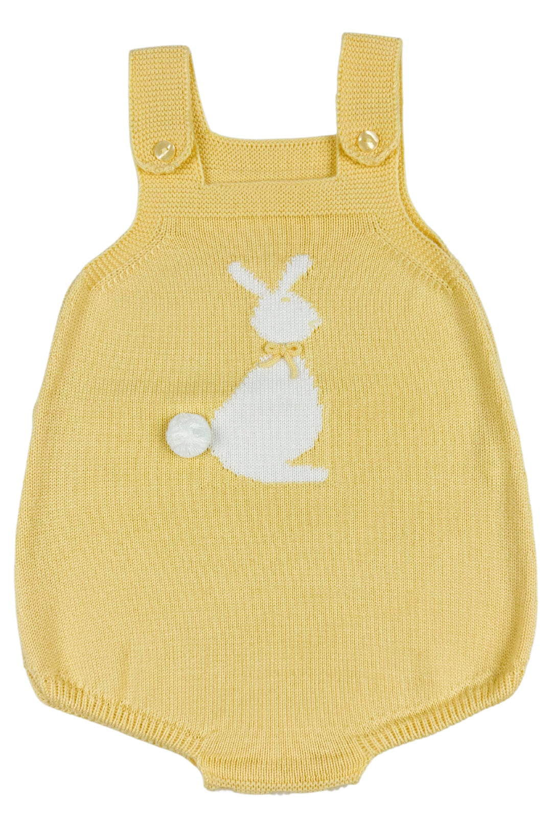 Granlei "Roux" Pale Yellow Knit Bunny Dungaree Romper | iphoneandroidapplications