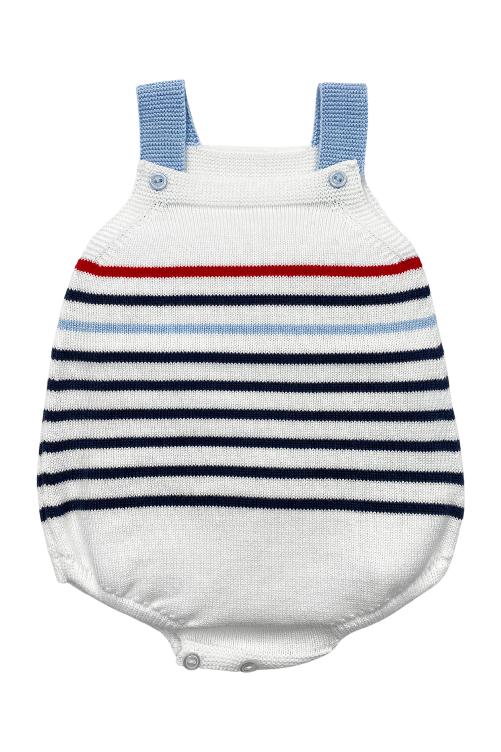 Granlei "Archer" Navy & Red Stripe Knit Dungaree Romper | iphoneandroidapplications