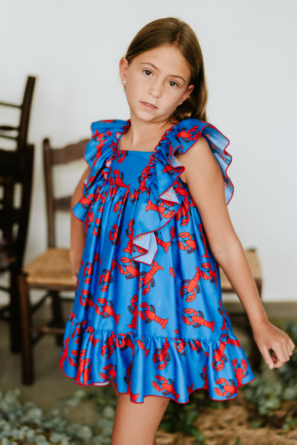 Mon Petit Bonbon "Xanthe" Blue & Red Lobster Print Dress | iphoneandroidapplications