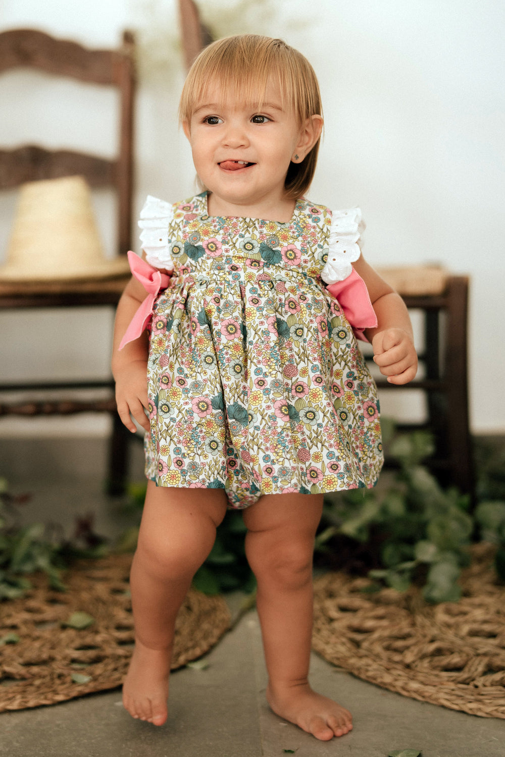 Pio Pio "Alessia" Fuchsia Floral Print Dress & Bloomers | iphoneandroidapplications