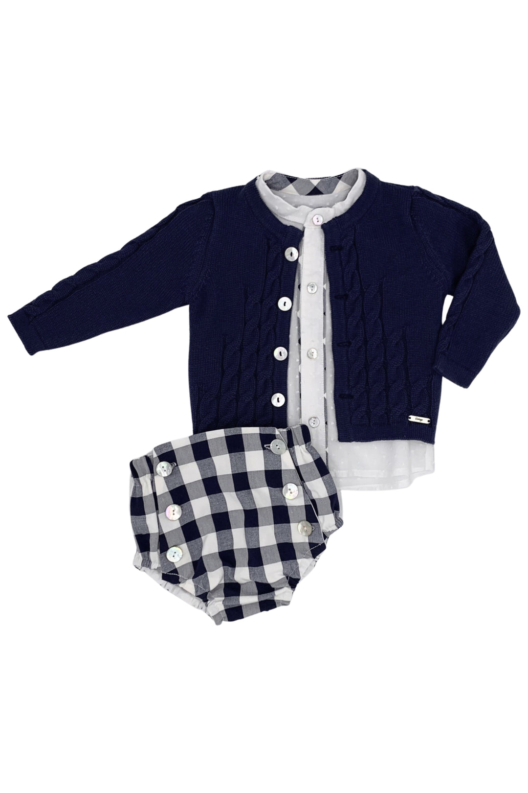 Rahigo "Alistair" Navy Gingham Cardigan, Shirt & Jam Pants | iphoneandroidapplications