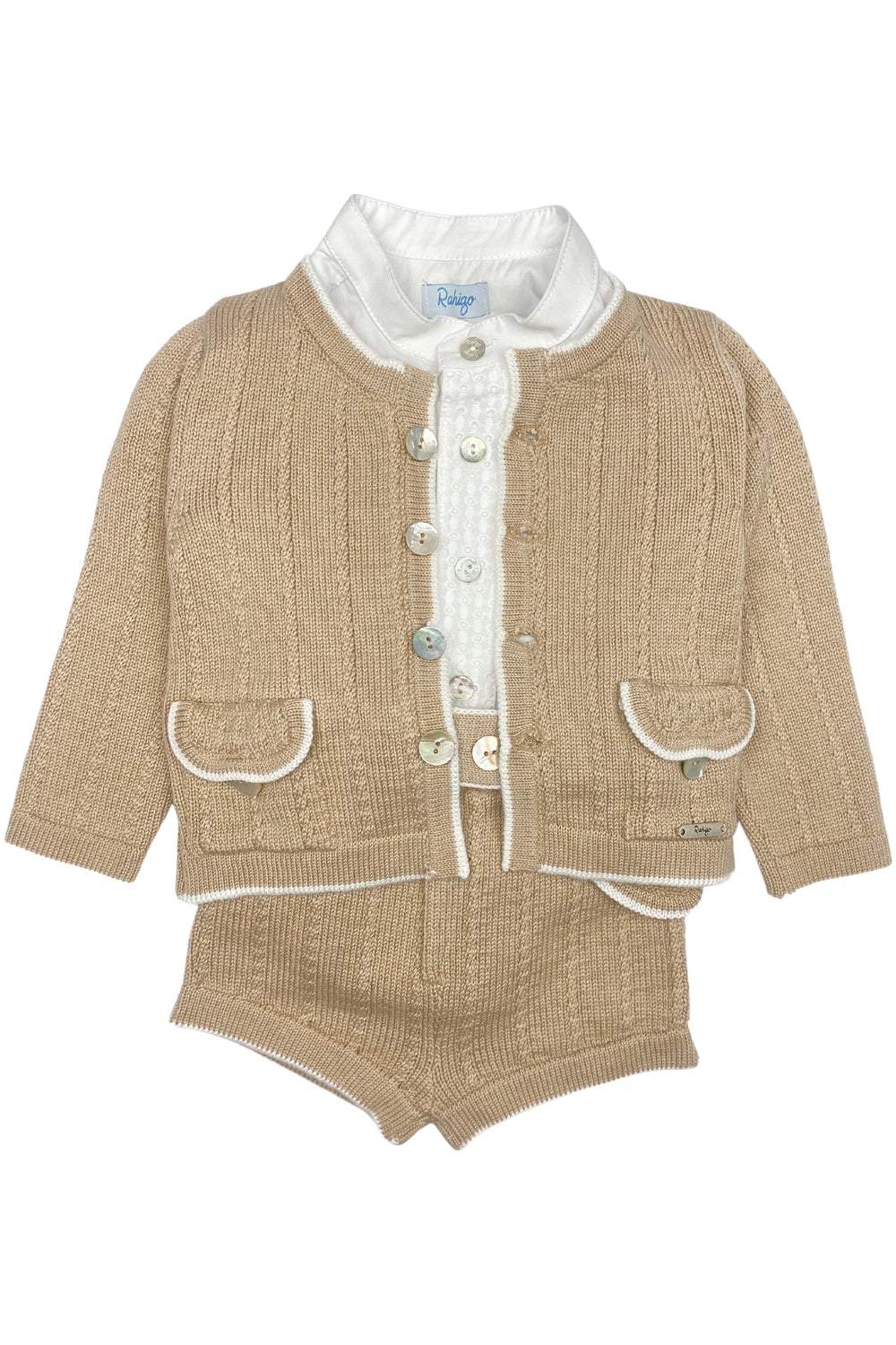 Rahigo "Jude" Camel Knit Cardigan, Shirt & Shorts | iphoneandroidapplications