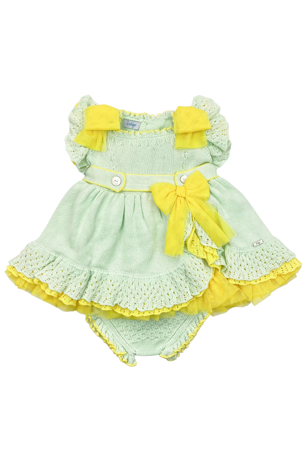 Rahigo "Beatrice" Mint & Yellow Knit Tulle Dress & Bloomers | iphoneandroidapplications