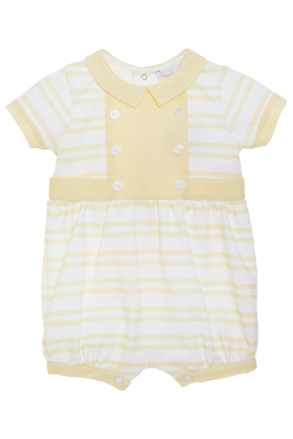 Patachou "Micah" Lemon Striped Romper | iphoneandroidapplications