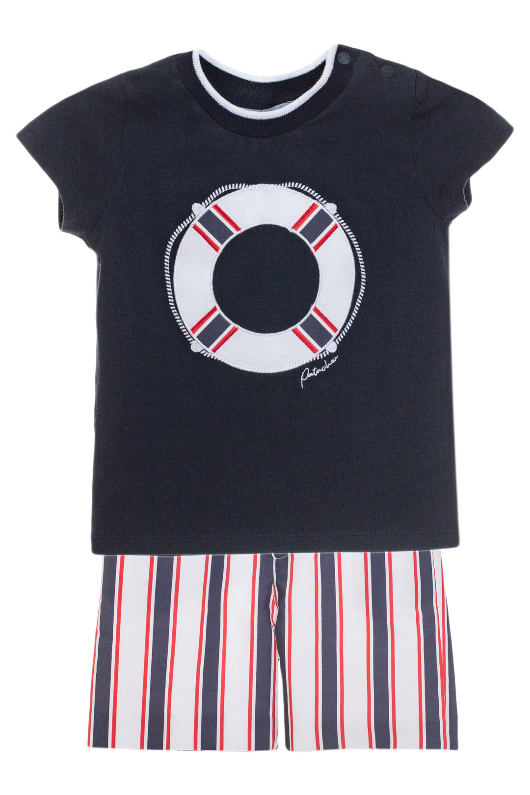 Patachou "Preston" Navy T-Shirt & Striped Shorts | iphoneandroidapplications