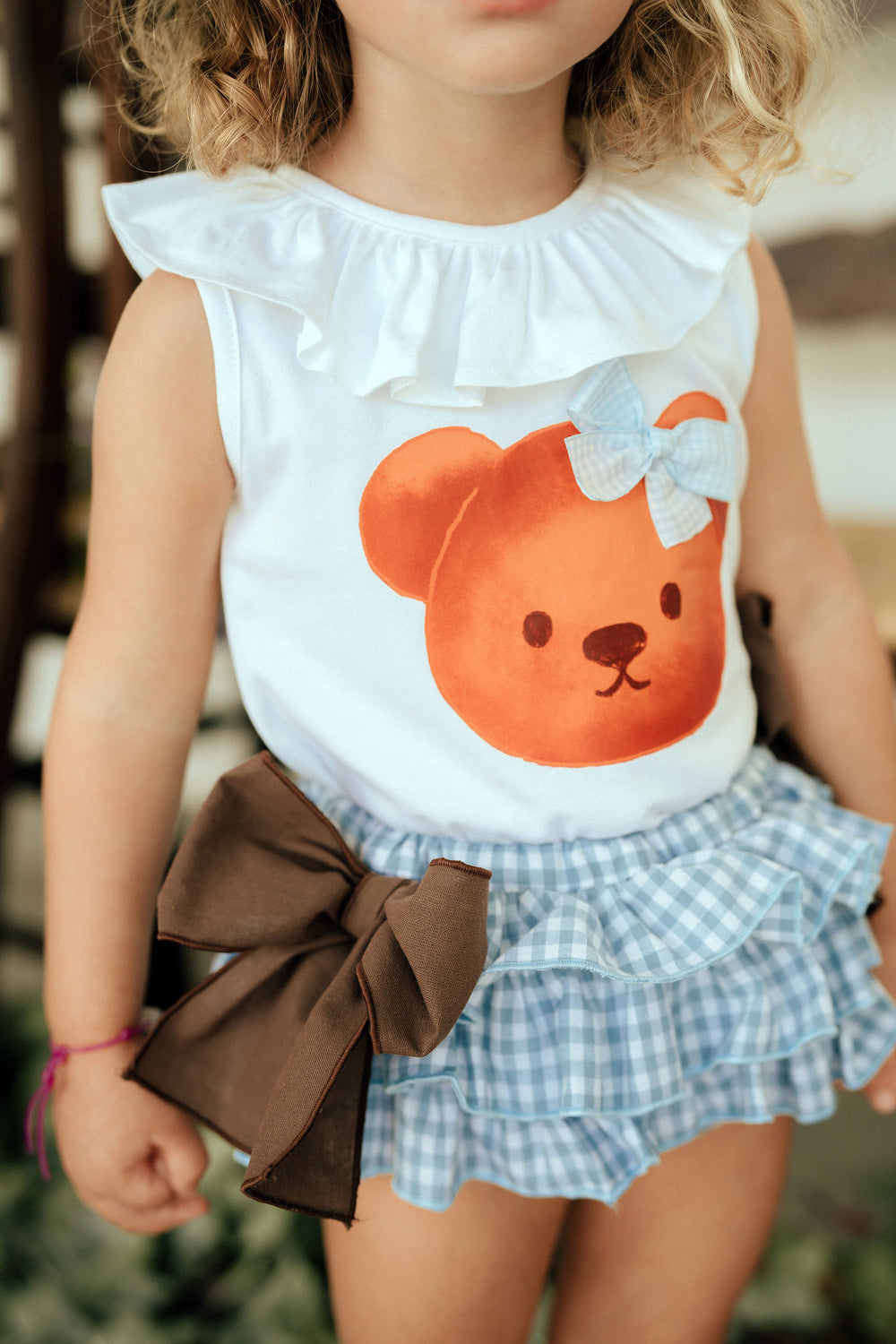 Pio Pio "Lucia" Teddy Blouse & Gingham Bloomers | iphoneandroidapplications