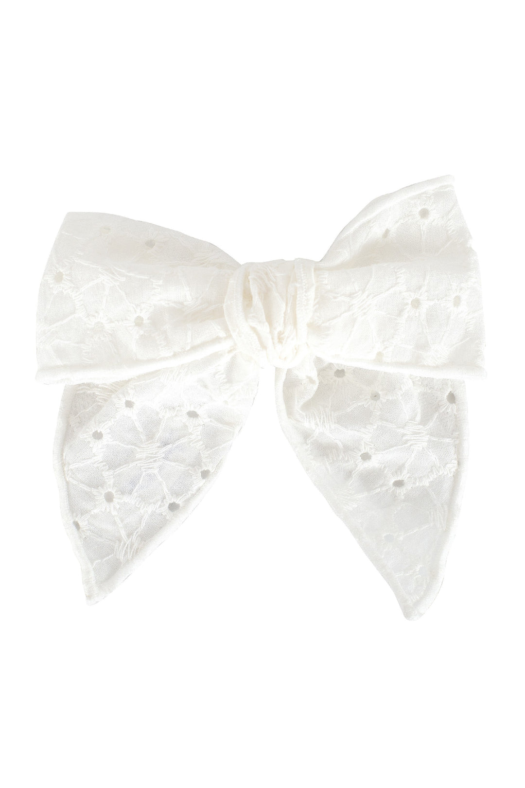 Calamaro White Broderie Anglaise Hair Bow | iphoneandroidapplications