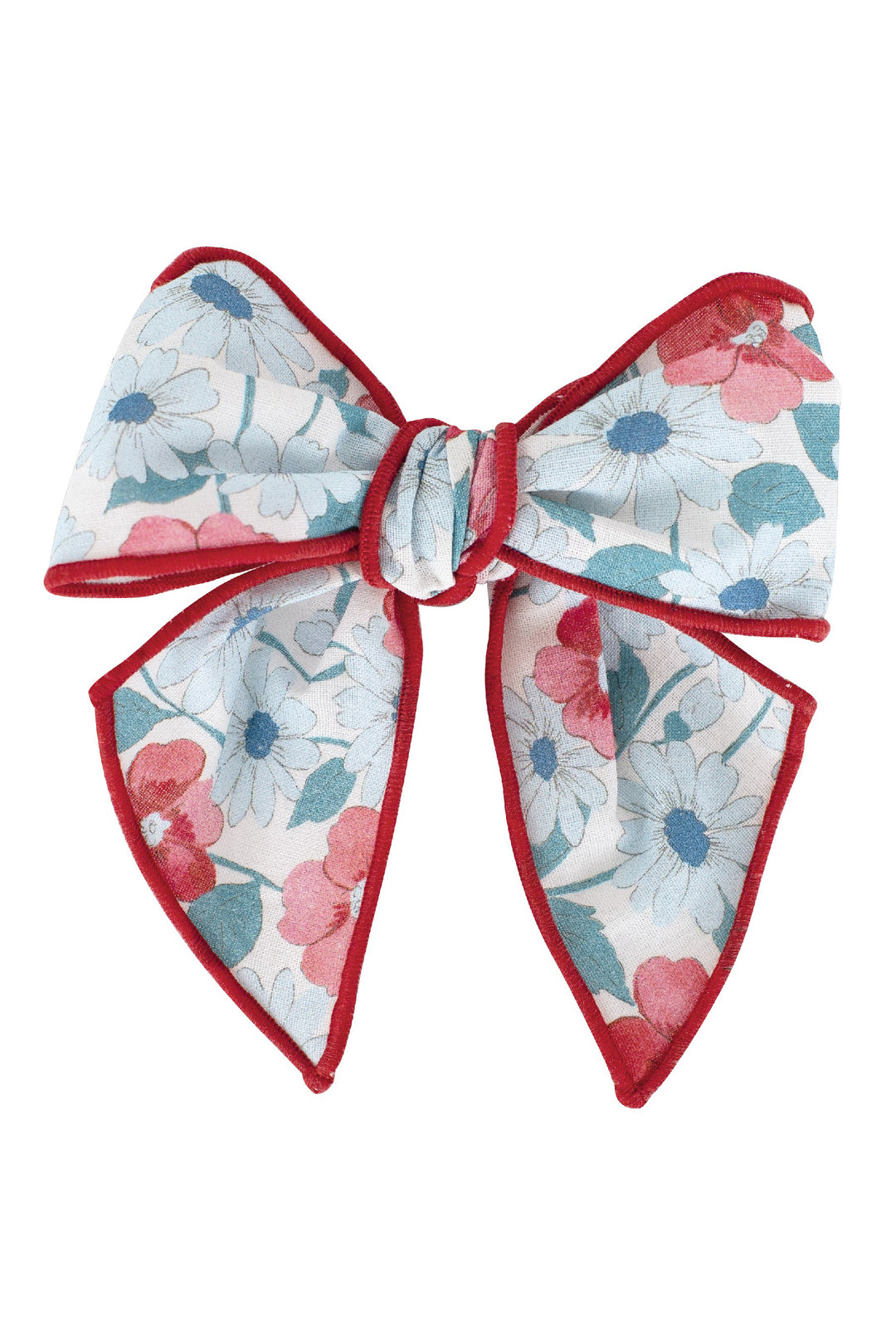 Calamaro Red & Blue Floral Hair Bow | iphoneandroidapplications