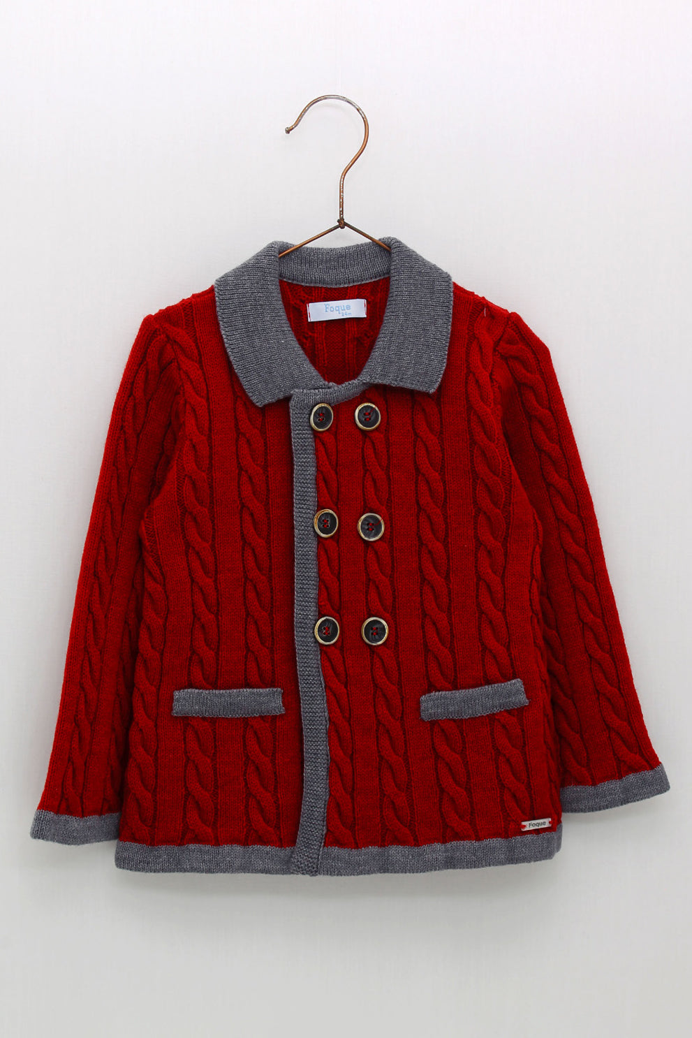 Foque "Humphrey" Red Cable Knit Wool Jacket | iphoneandroidapplications