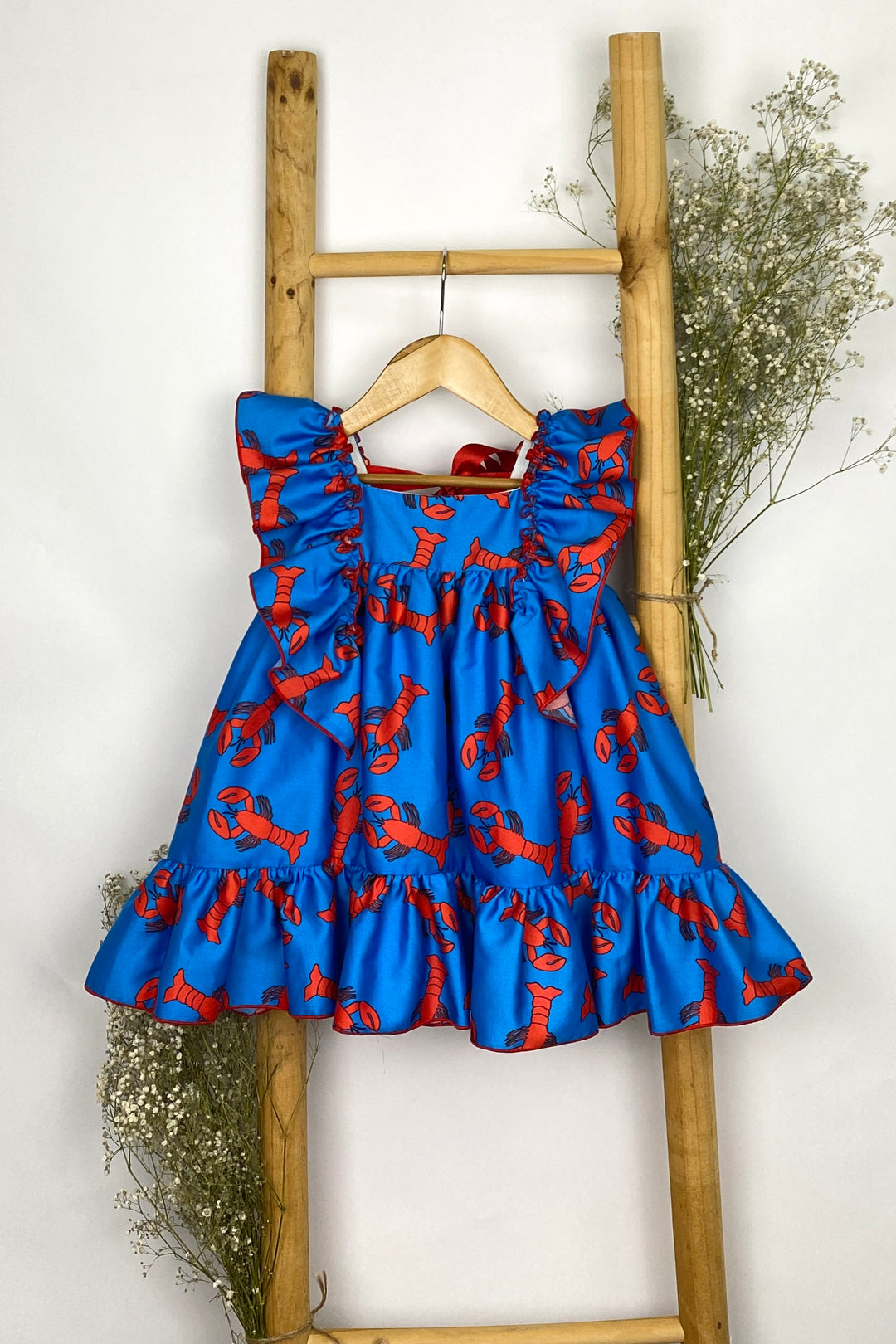 Mon Petit Bonbon "Xanthe" Blue & Red Lobster Print Dress | iphoneandroidapplications