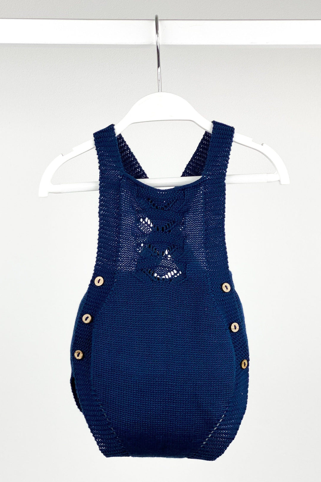 Mac Ilusión "Ace" Navy Blue Knitted Dungaree Romper | iphoneandroidapplications