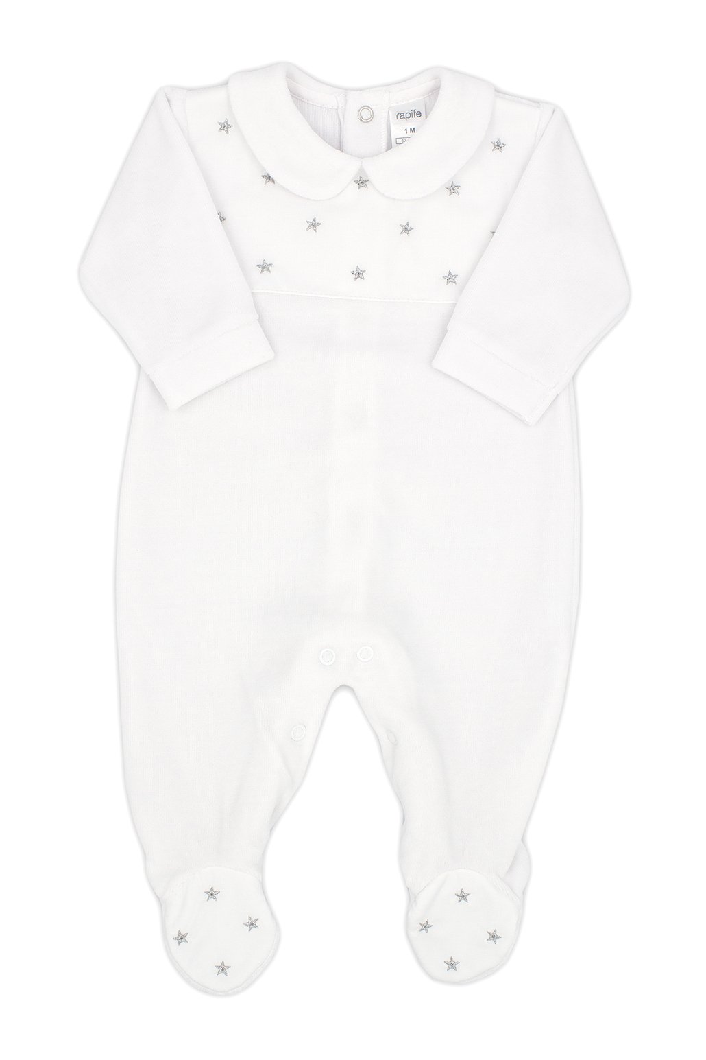 Rapife "Amari" White Velour Star Sleepsuit | iphoneandroidapplications