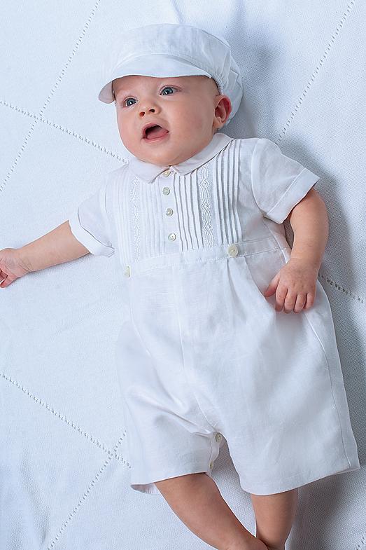 Sarah Louise "Barney" White Pleated Linen Romper & Hat | iphoneandroidapplications