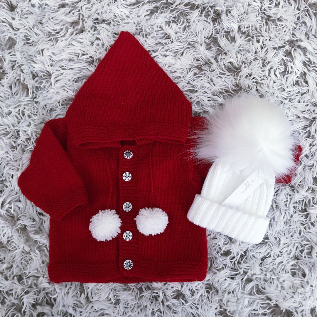 iphoneandroidapplications Bespoke Bespoke Red Pom Pom Hoodie | iphoneandroidapplications