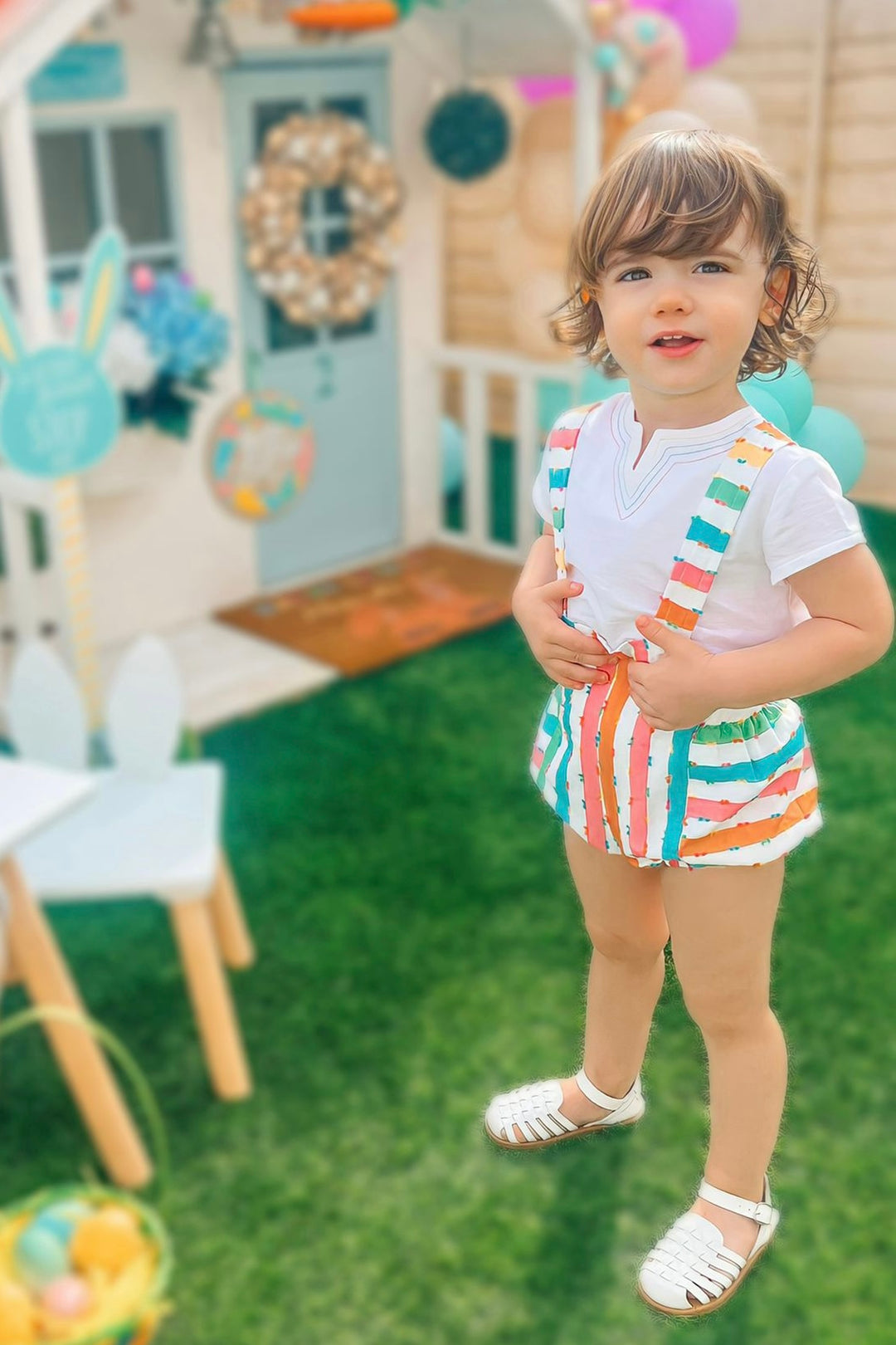 José Varón "Maddox" Multicoloured Striped Shirt & Dungaree Romper | iphoneandroidapplications