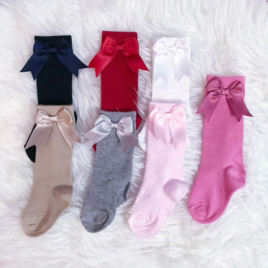 Kinder Knee High Bow Socks | iphoneandroidapplications