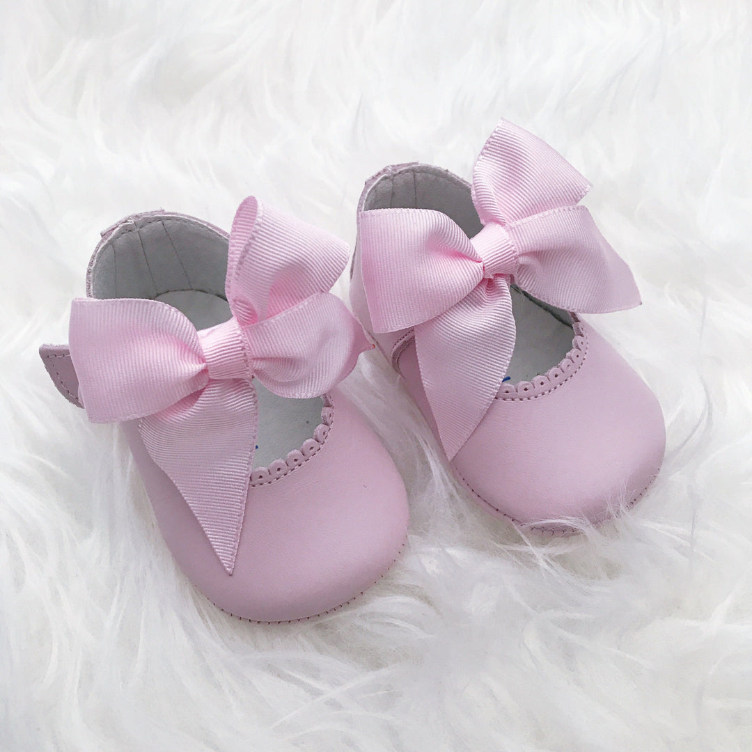Top Baby Pink Leather Bow Soft Sole Shoes | iphoneandroidapplications