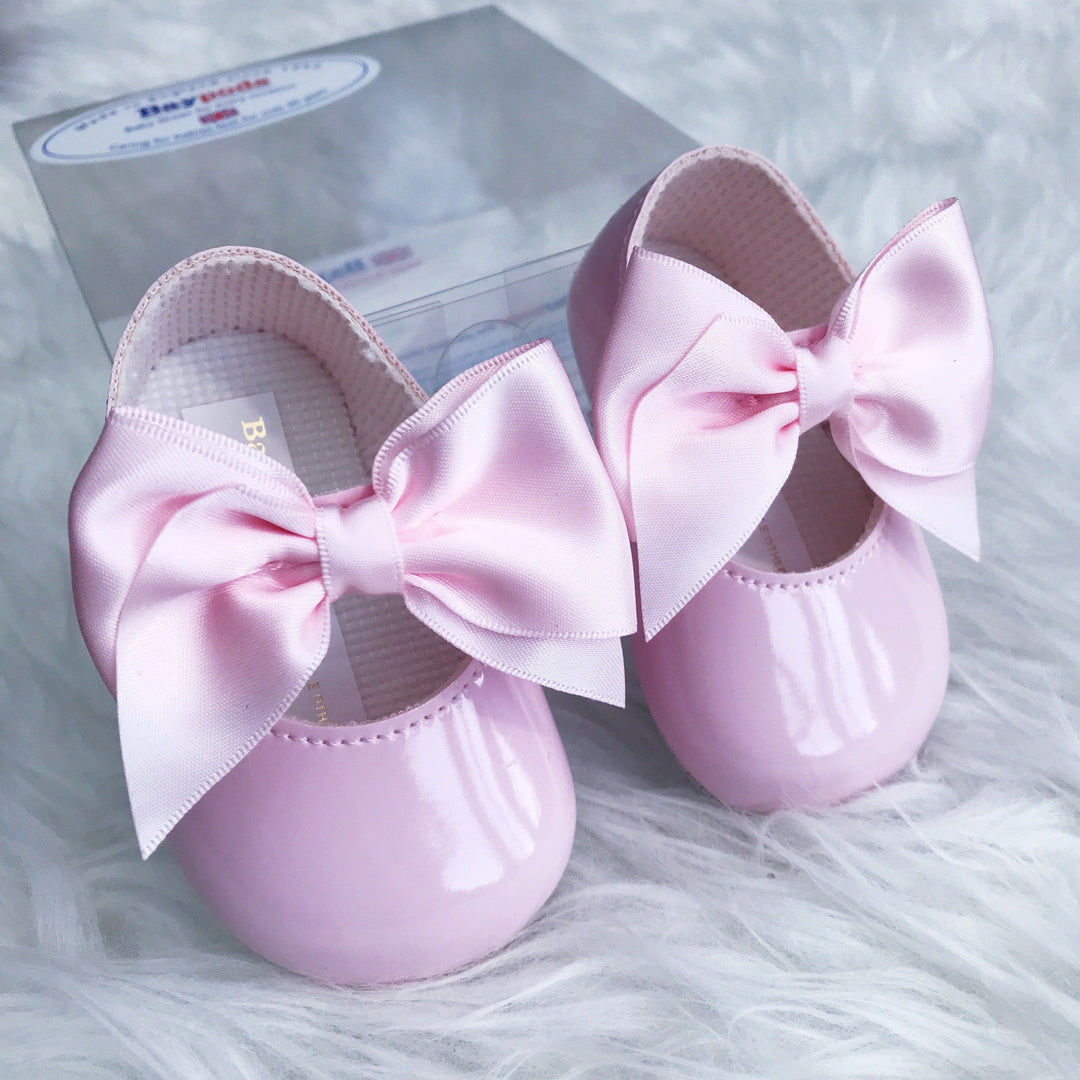 Baypods Pink Patent Large Bow Soft Sole Shoes | iphoneandroidapplications