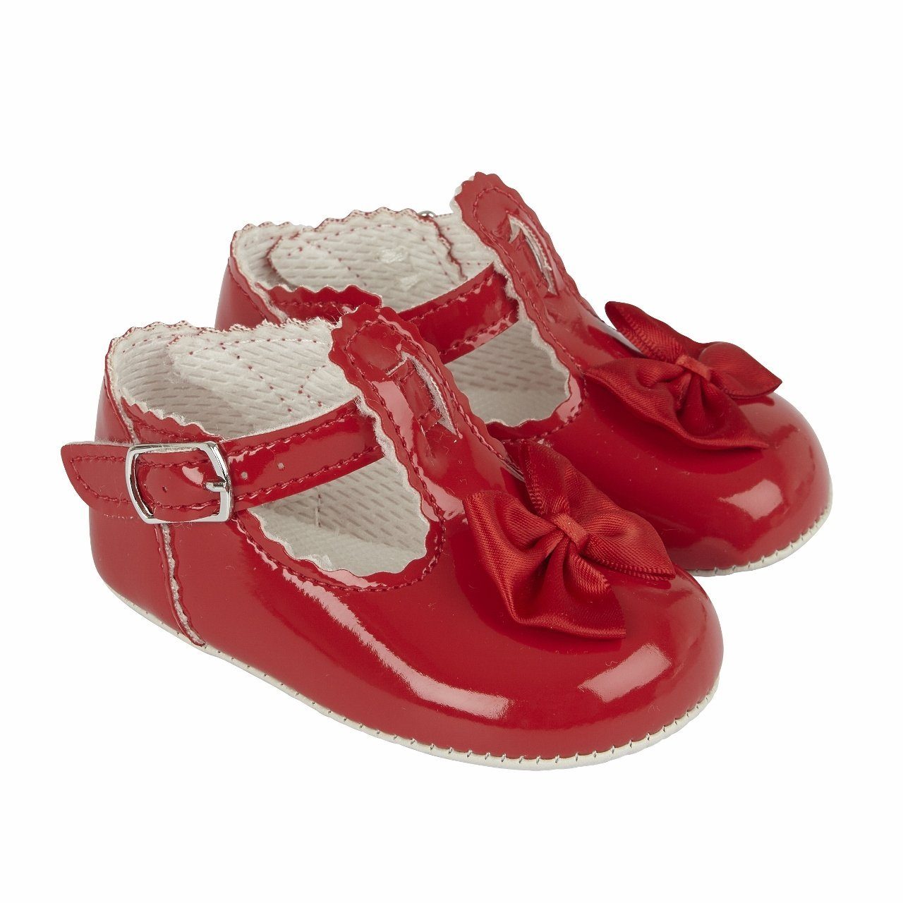 red patent t bar shoes