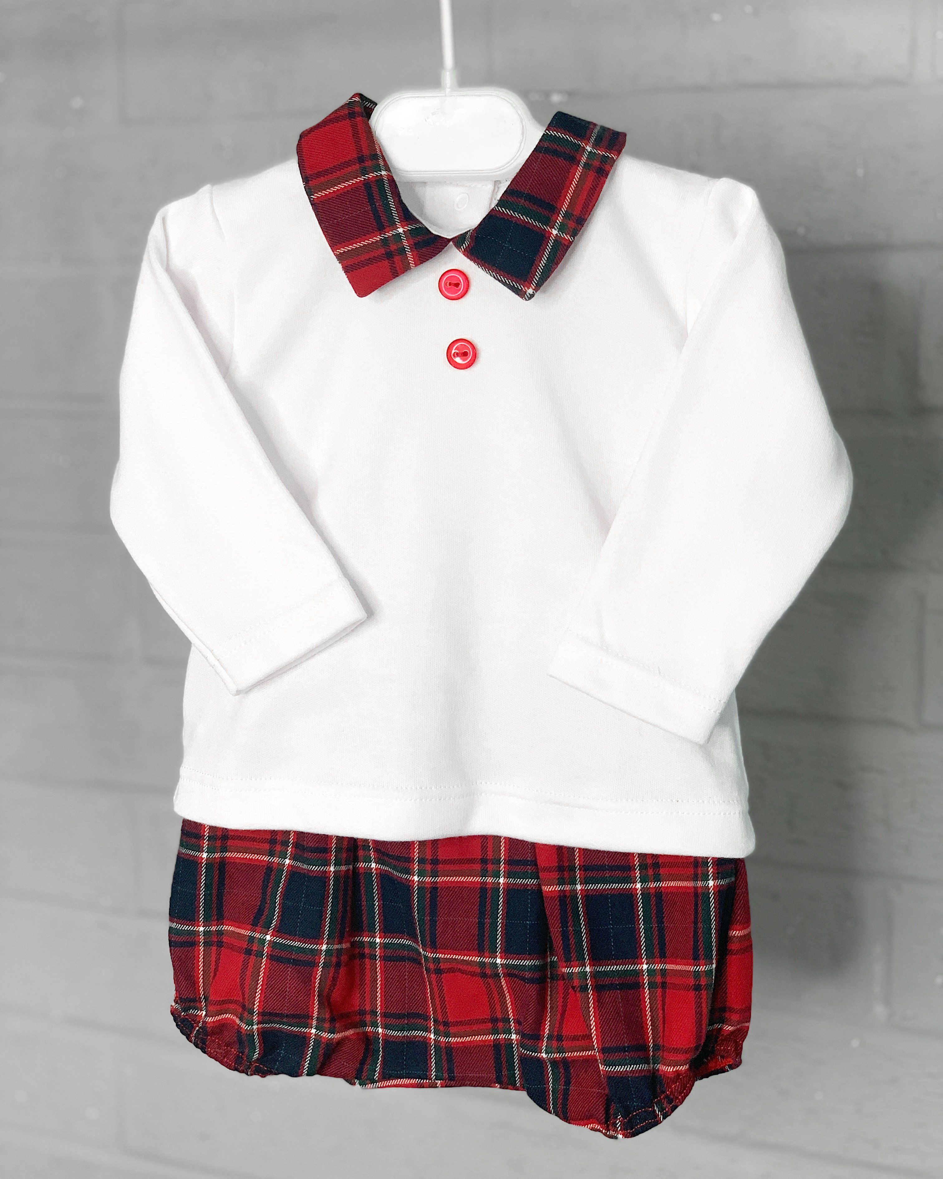 red tartan outfit