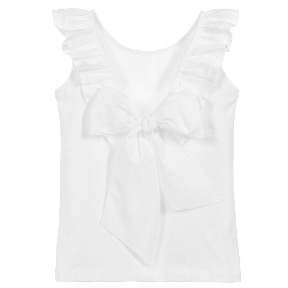 Phi White Ruffle Bow Vest | iphoneandroidapplications