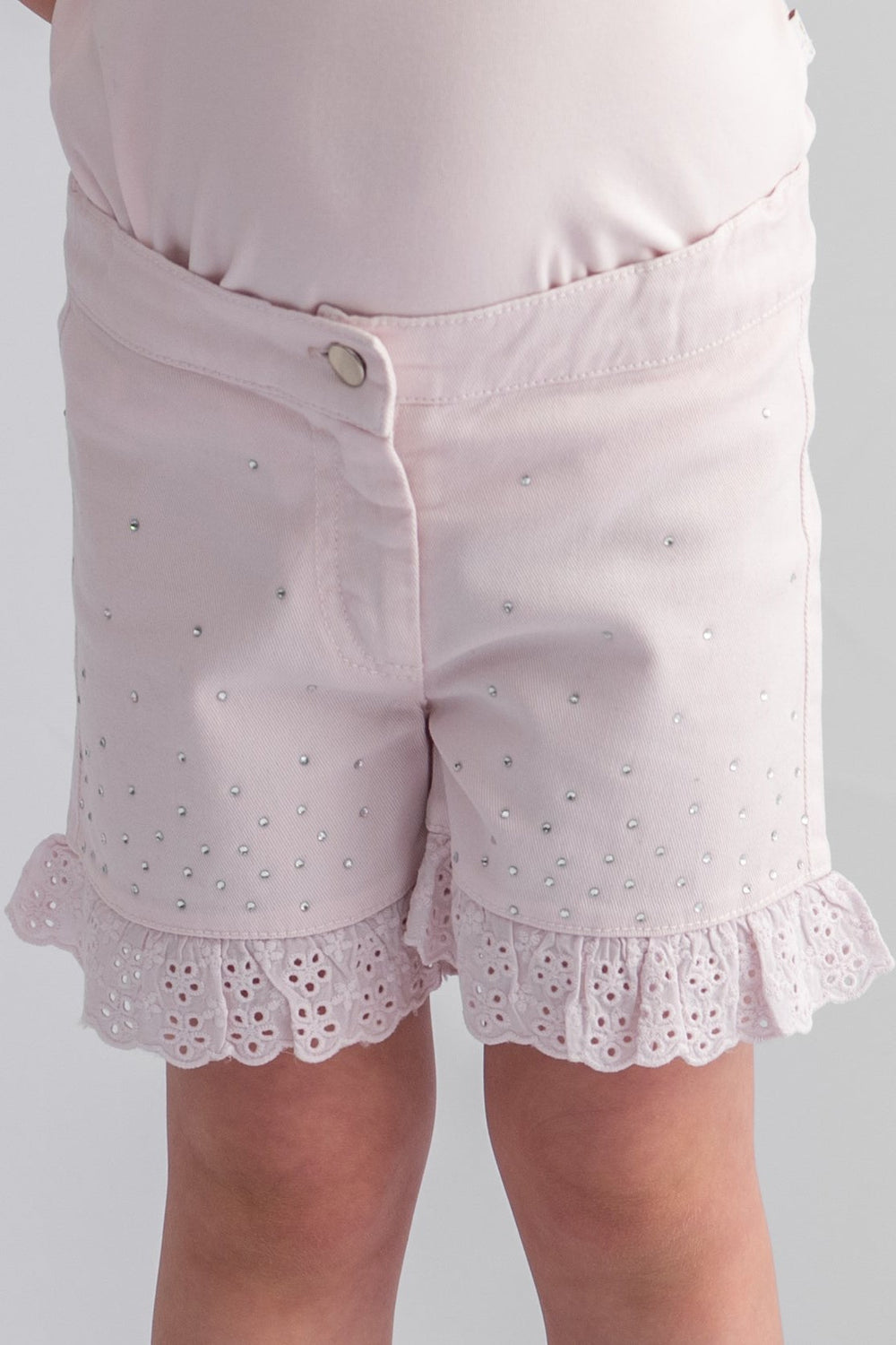 Caramelo Kids "Zoey" Pink Diamanté Denim Shorts | iphoneandroidapplications