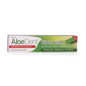 Triple Action Toothpaste With Fluoride 100ml - Aloe Dent |  CrisDietética-Suplementos Online
