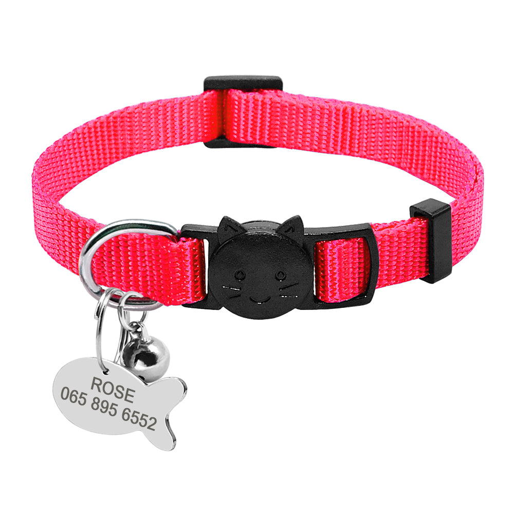 Personalized Safety Breakaway Nylon Quick Release Cat Collar ID Tag Set - TrippleExpress