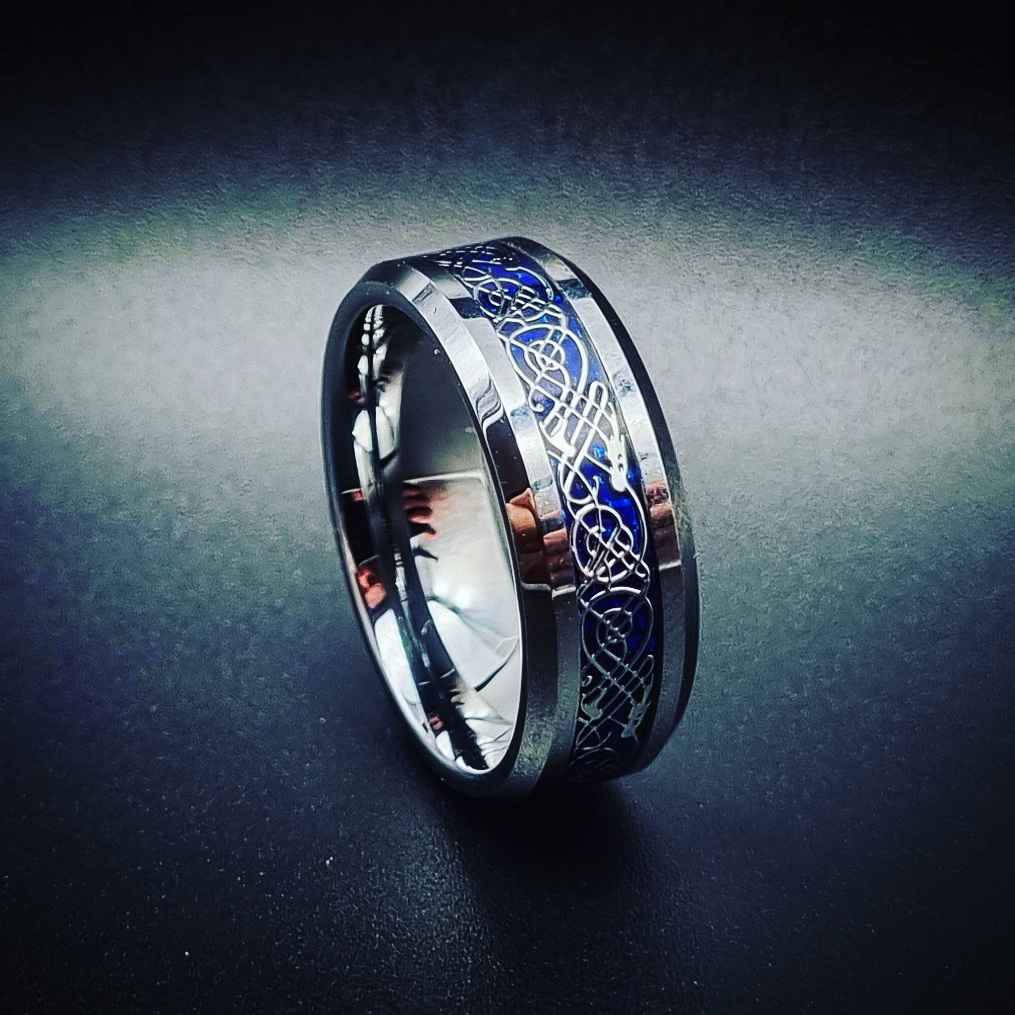 Silver Celtic Tungsten Dragon Ring (8mm) – Tymber Gear