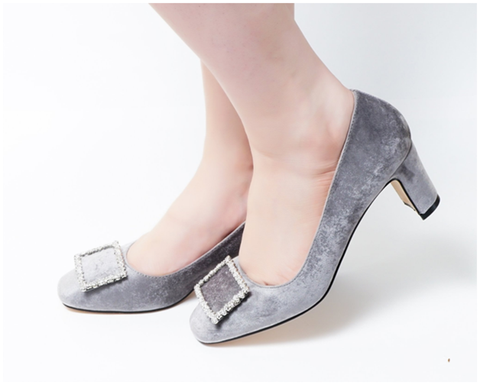 grey pumps low heel
