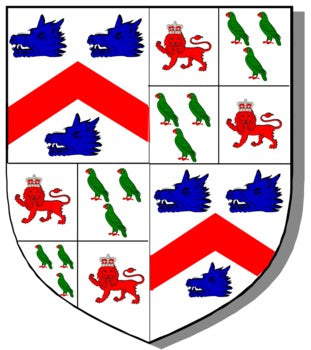 1) Sir Robert John ABERCROMBY7th Bt Chief of the Clan Abercromby 2) Sir Ian George ABERCROMBY OF BIRKENBOG10th Bt| Quarterly 1st & 4th Argent a chevron Gules between three boars’ heads erased Azure langued of the second 2nd & 3rd Quarterly 1st & 4th Argent a lion passant guardant Gules crowned with an imperial crown 2nd & 3rd Argent three papingoes Vert beaked and membered Gules