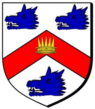 1) John Joseph ABERCROMBIE of Carolina 2) Francis Patterson ABERCROMBIE USA Argent on a chevron Gules between three boars’ heads erased Azure langued of the field an antique crown Or.