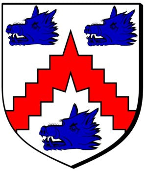 ABERCROMBIE of Glassauch Argent a chevron indented Gules between three boars’ heads erased Azure.