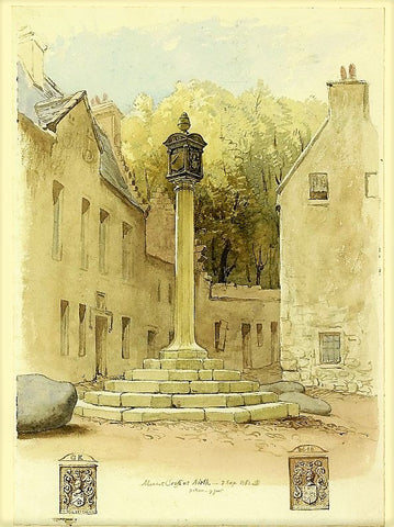 Drawing of Mercat Cross, Airth, from 1861