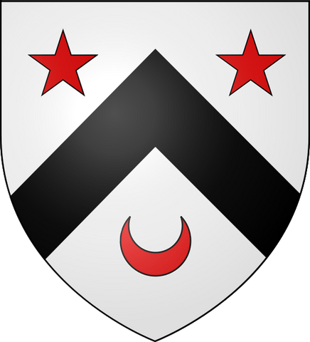 ARNOT of that Ilk Argent, a chevron, Sable, between two mullets, in chief, and a crescent, in base, Gules.
