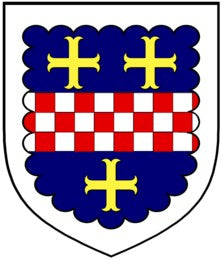 Thomas Jamieson Laycock Stirling BOYD Azure a fess chequy Argent and Gules between three crosses Moline of the second a bordure engrailed Argent
