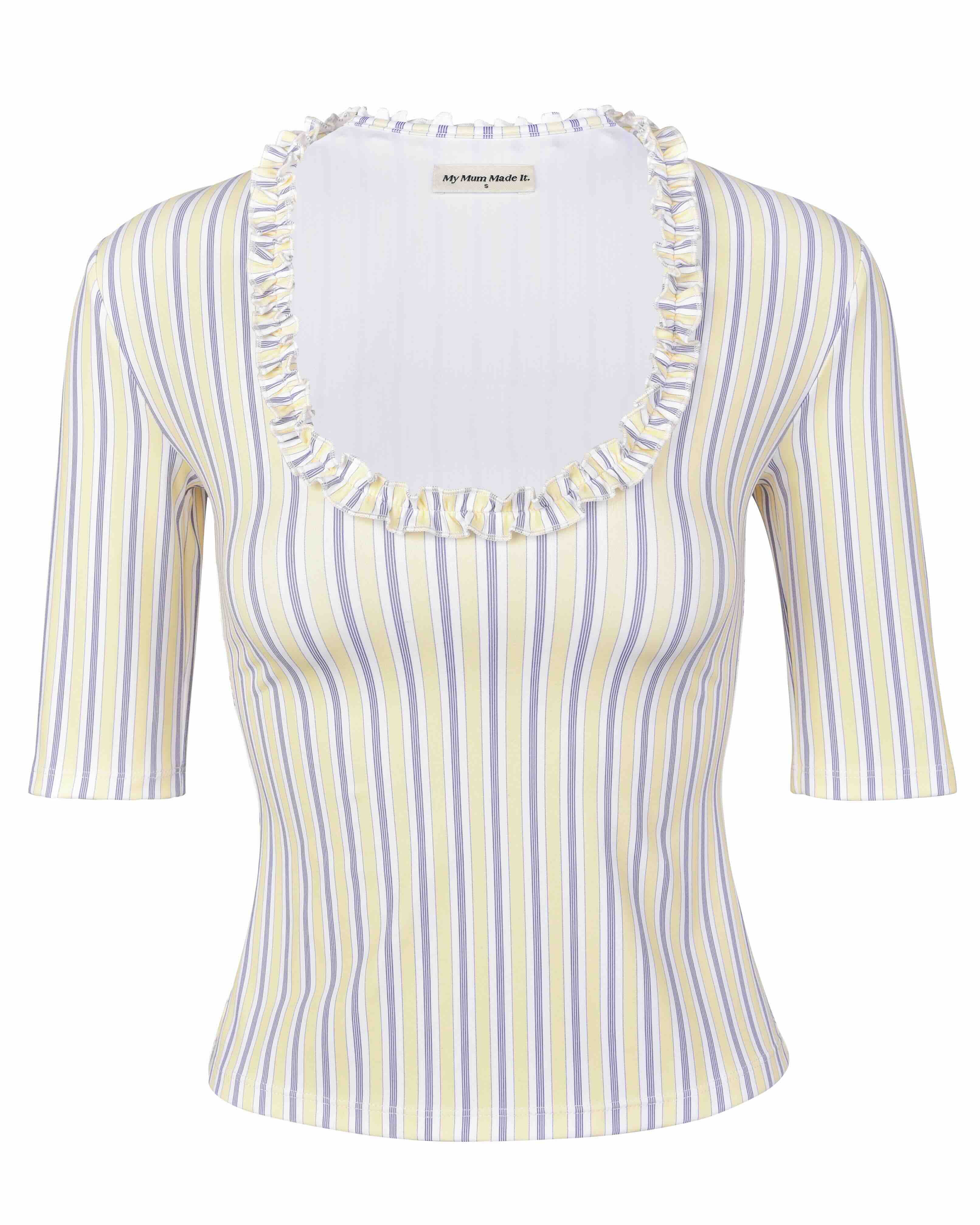 My Mum Made It Ruffle Beach Top In Pacific Stripe