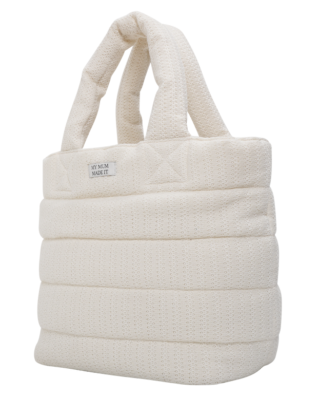 Oversized Knit Puffer Tote Bag - Off White