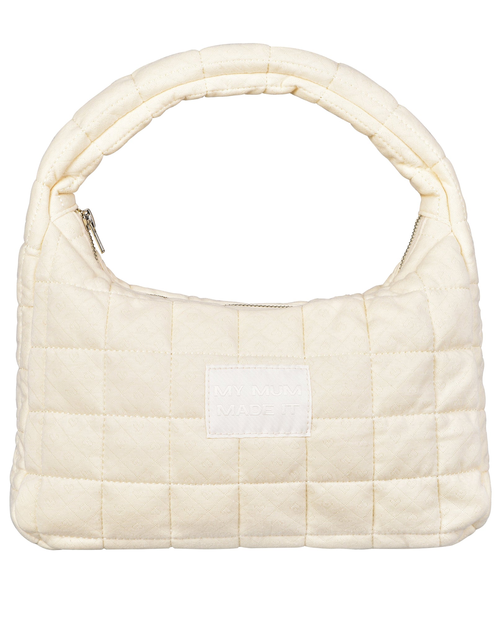 Pointelle Hearts Quilted Shoulder Bag - White