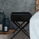 Milano Decor Bedside Table Surry Hills Black Storage Cabinet Bedroom - One Pack - Black