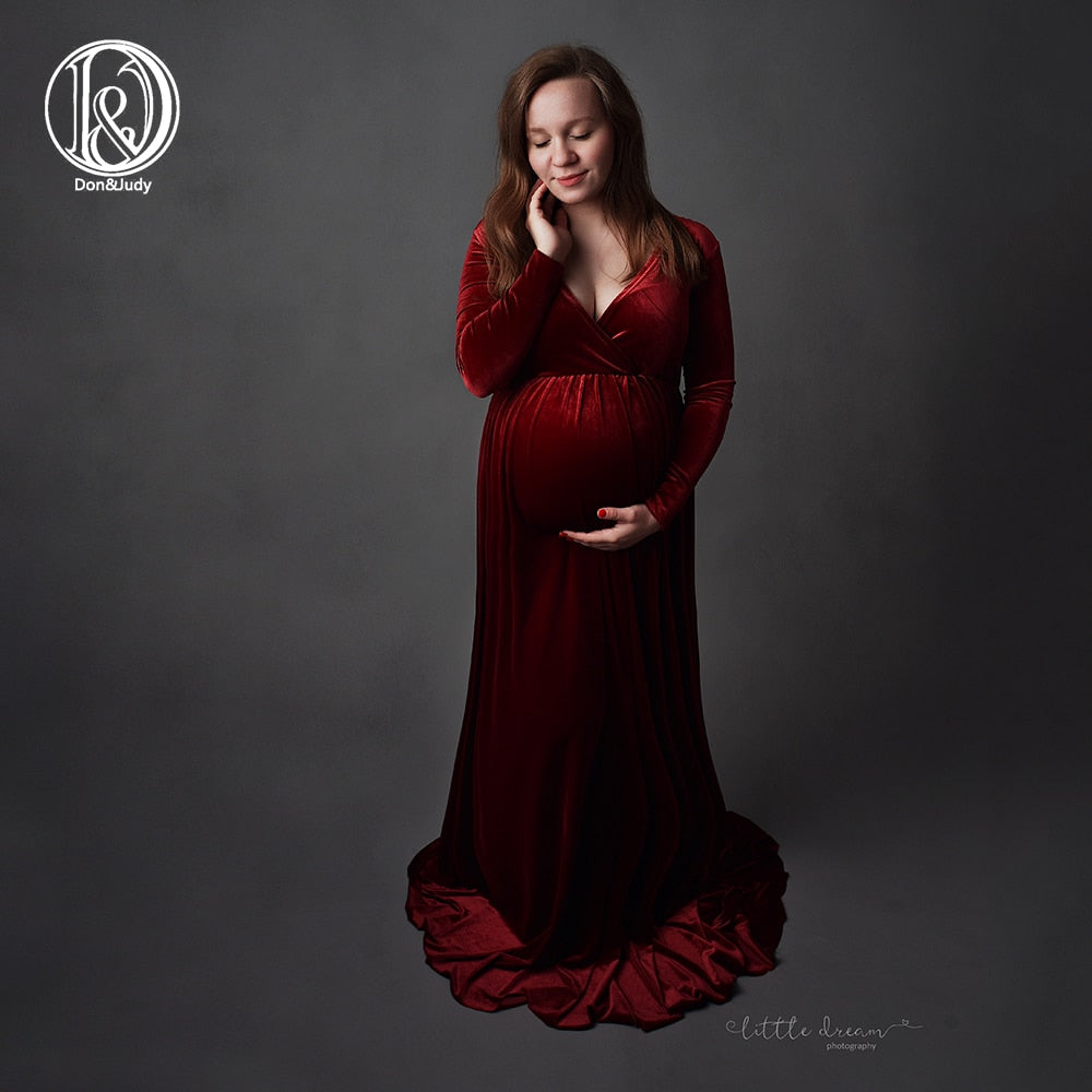 red velvet maternity dress