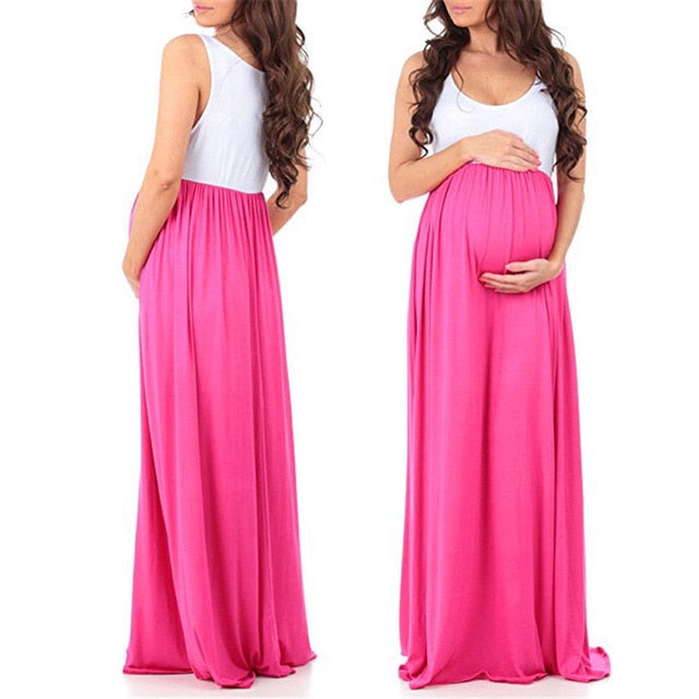 hot pink maternity maxi dress