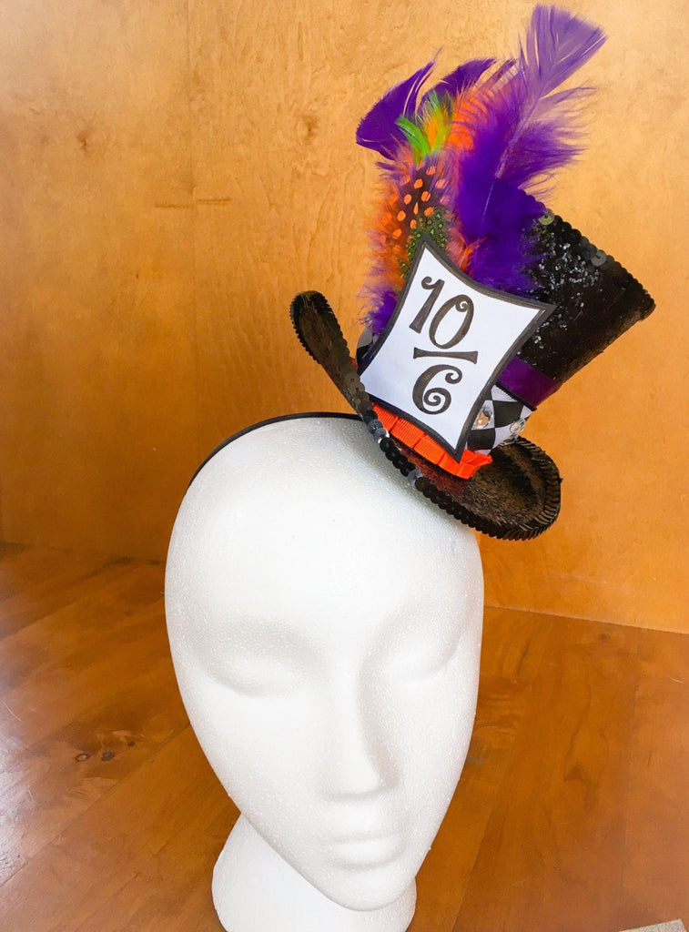 Mad Hatter Rave Outfit Costume- Rave Bra and Bottoms with Mini Mad Hat ...