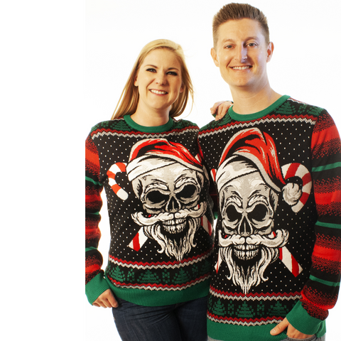 ugly christmas sweater santa skull gothic