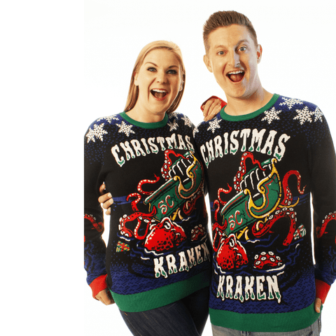 ugly christmas sweater kraken santa sleigh pirates of the caribbean